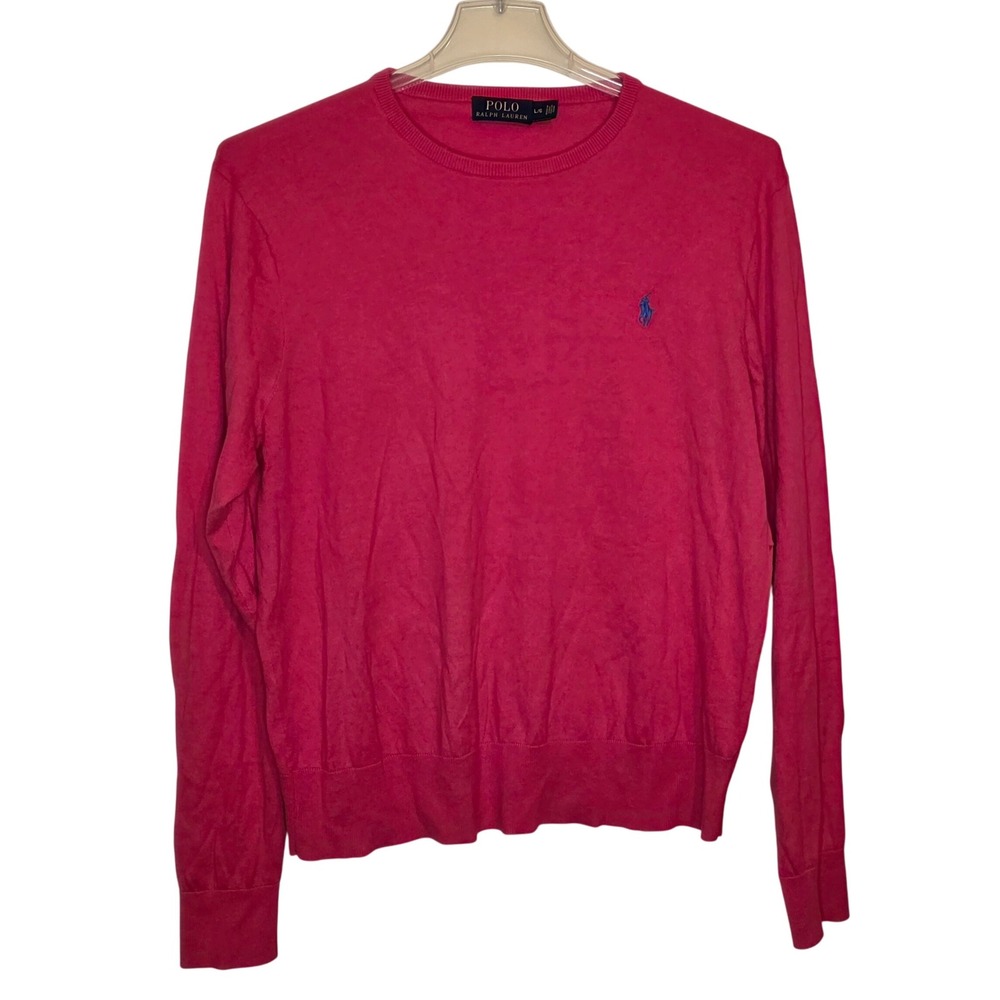 Polo Ralph Lauren Men's Pink Cotton Cashmere Blend Crew Neck Sweater L *Flawed*